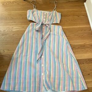 JCrew Side cut-out rainbow seersucker dress. Size medium, gorgeous!